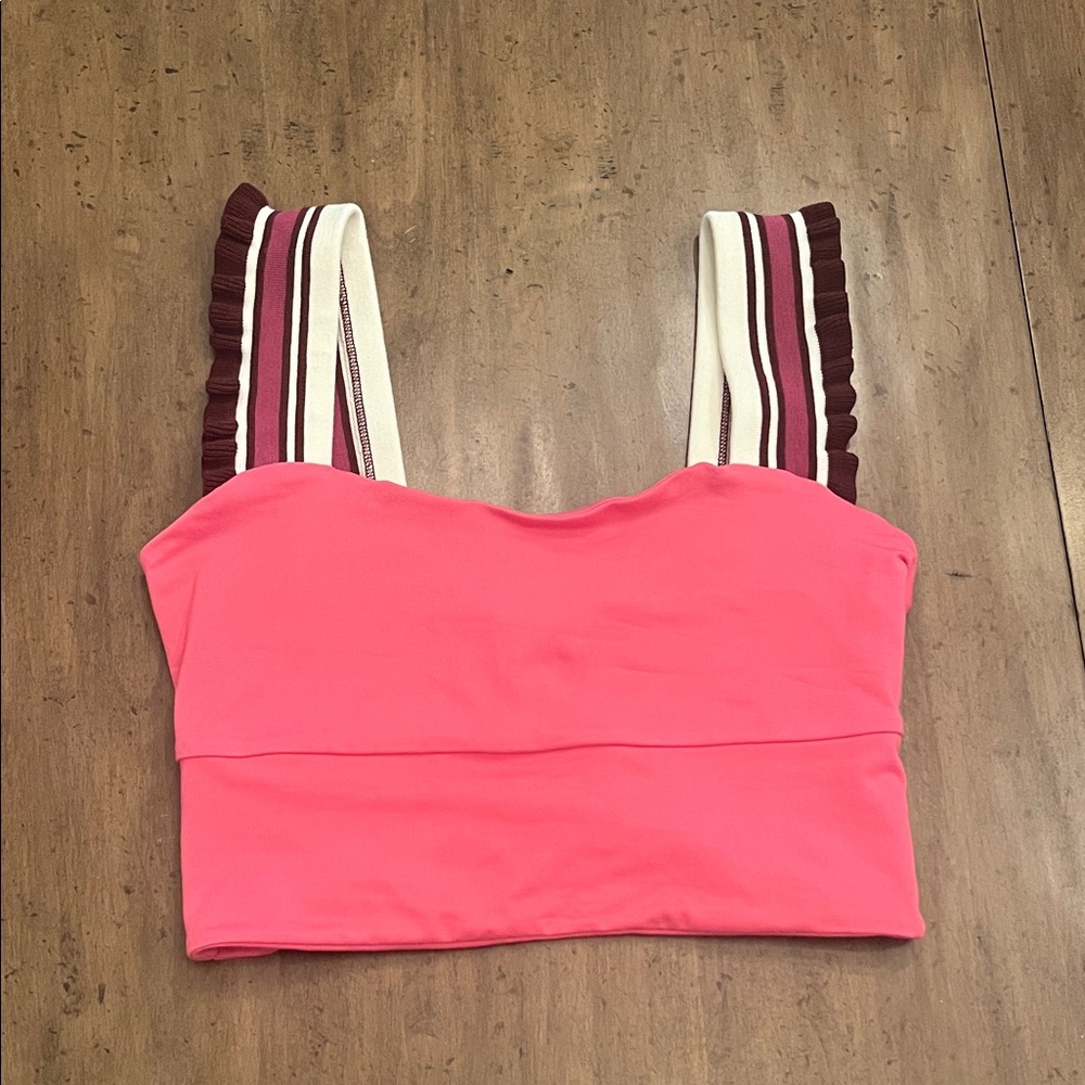 FP Movement by Free People Pink Crop Top with Striped Straps